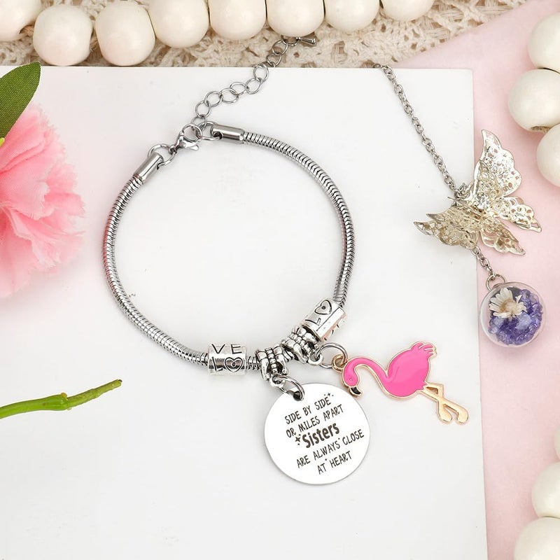 EGHTvmok Sister Birthday Gifts Christmas Mothers Day Sisters Graduation Valentines Bracelet Sunflower,Butterfly,Elephant - Image 4